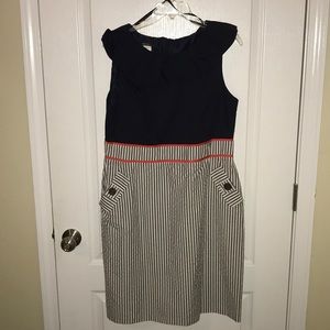 Smart navy & gray dress! EUC.